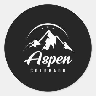 Pegatina Redonda Estación de esquí Aspen Colorado Esquí Snowboard