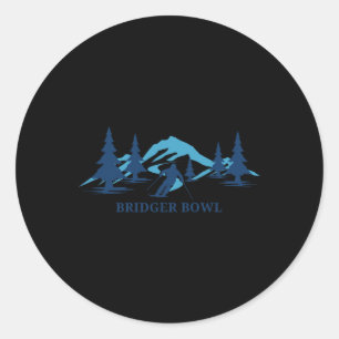 Pegatina Redonda Estación de esquí Bridger Bowl Montana