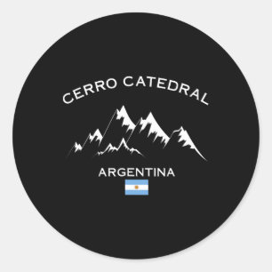 Pegatina Redonda Estación de esquí Cerro Catedral Argentina Montaña