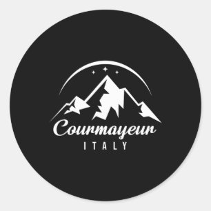 Pegatina Redonda Estación de esquí Courmayeur Italia Esquí Snowboar
