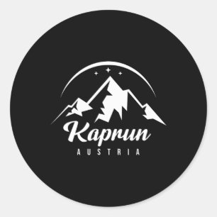 Pegatina Redonda Estación de esquí de Kaprun Austria Esquí Snowboar