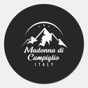 Pegatina Redonda Estación de esquí de Madonna Di Campiglio Italia E