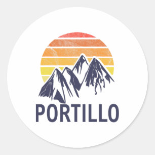 Pegatina Redonda Estación de esquí de Portillo Chile Sudamérica Sno
