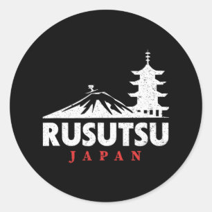Pegatina Redonda Estación de esquí de Rusutsu Japón Esquí Retro Sno