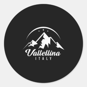 Pegatina Redonda Estación de esquí de Valtellina Italia Esquí Snowb