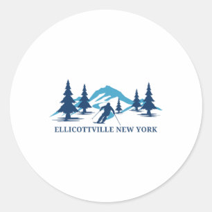 Pegatina Redonda Estación de esquí Ellicottville Nueva York Esquiad