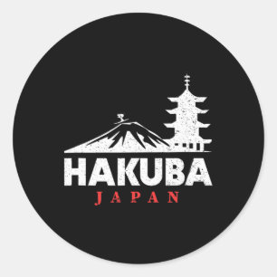 Pegatina Redonda Estación de esquí Hakuba Japón Esquí Retro Snowboa