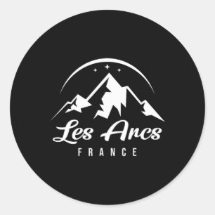 Pegatina Redonda Estación de esquí Les Arcs France Sou