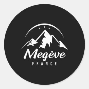 Pegatina Redonda Estación de esquí Megève Francia Esquí Esquí de fo