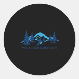 Pegatina Redonda Estación de esquí montaña Whitefish montana esquia