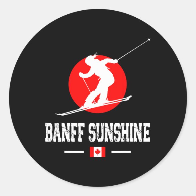 Pegatina Redonda Estación de esquí Nff Sunshine Canada (Anverso)