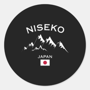 Pegatina Redonda Estación de esquí Niseko Japón Montaña Hokkaido Ja