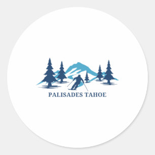 Pegatina Redonda Estación de esquí Palisades Tahoe California Esqui
