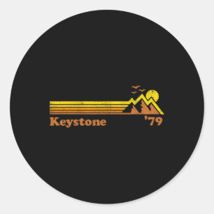 Pegatina Redonda Estación de Esquí Retro Keystone Colorado Snowboar