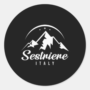 Pegatina Redonda Estación de esquí Sestriere Italia Esquí Snowboard