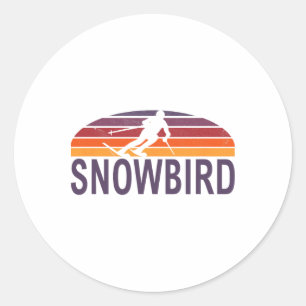Pegatina Redonda Estación de esquí Snowbird Utah EE. UU. Esquí en t