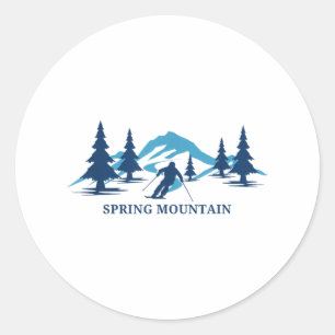 Pegatina Redonda Estación de esquí Spring Mountain Pennsylvania Ski