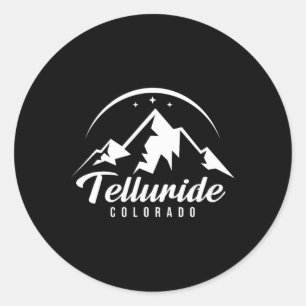 Pegatina Redonda Estación de esquí Telluride Colorado Esquí Snowboa
