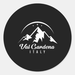 Pegatina Redonda Estación de esquí Val Gardena Italia Esquí Snowboa