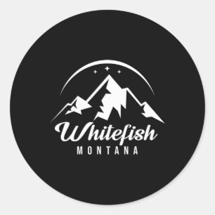 Pegatina Redonda Estación de esquí Whitefish Montana Esquí Snowboar