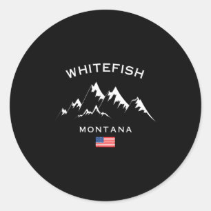 Pegatina Redonda Estación de esquí Whitefish Montana Montañas Rocos