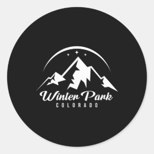 Pegatina Redonda Estación de esquí Winter Park Colorado Esquí Snowb