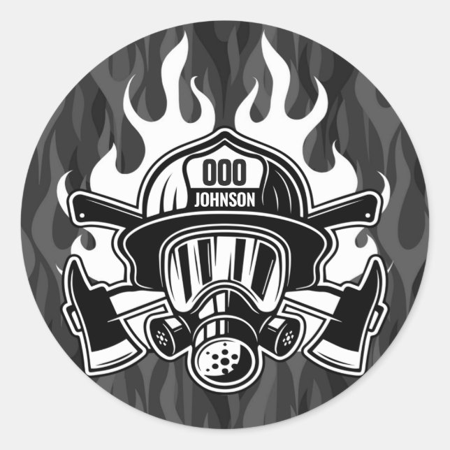 Pegatina Redonda Estación del Departamento de Bomberos de Rescate d (Anverso)