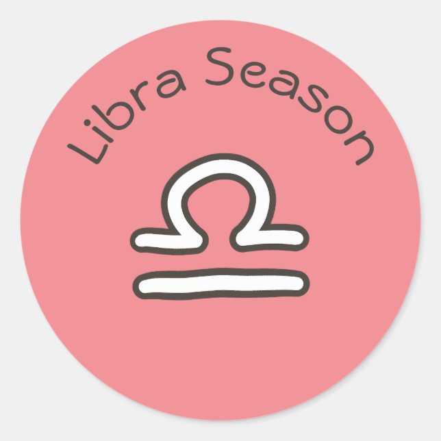 Pegatina Redonda Estación Libra Astrología Zodiac Rótulo Rosa (Anverso)