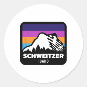 Pegatina Redonda Estación Schweitzer Mountain Idaho Skowboard Fami