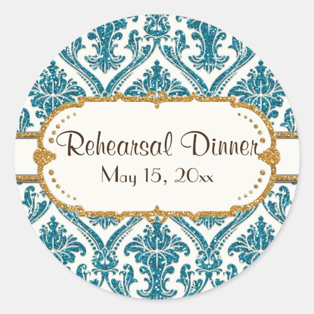 Pegatina Redonda Estacionamiento de patrón floral Faux Gold Purpuri (Anverso)