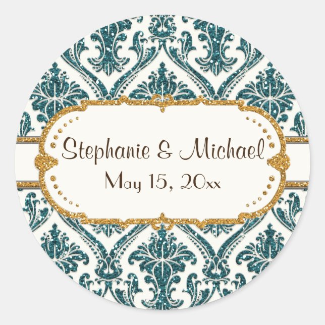 Pegatina Redonda Estacionamiento de patrón floral Faux Gold Purpuri (Anverso)