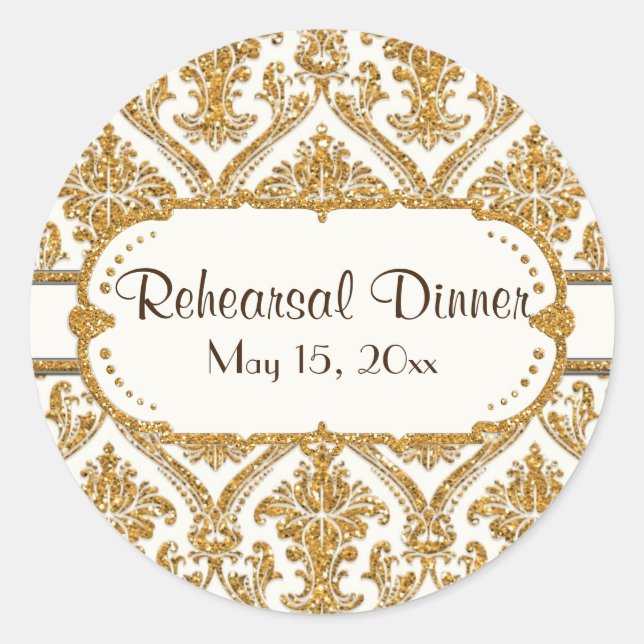 Pegatina Redonda Estacionamiento de patrón floral Faux Gold Purpuri (Anverso)