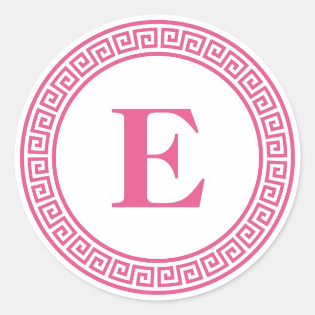 Pegatina Redonda Estacionamiento del monograma de la llave griega r (Anverso)