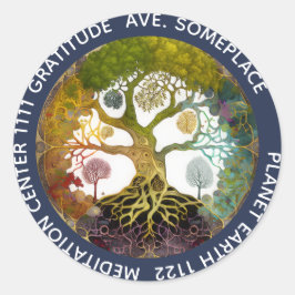 Pegatina Redonda Estaciones | Árbol de la Vida