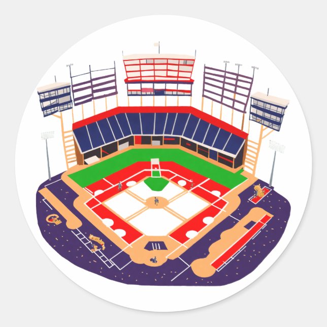 Pegatina Redonda Estadio de Béisbol con multitud completa (Anverso)
