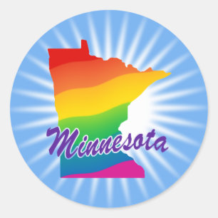 Pegatina Redonda Estado Arcoiris De Minnesota
