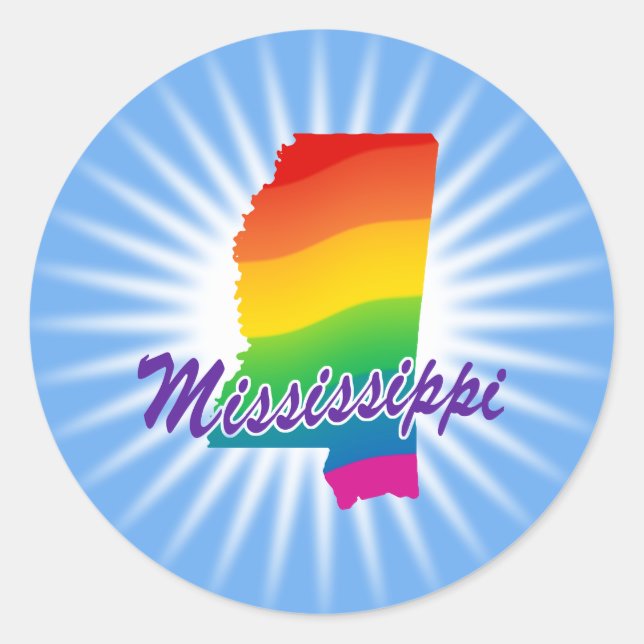 Pegatina Redonda Estado Arcoiris De Misisipi (Anverso)