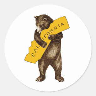 Pegatina Redonda Estado de Abrazo de Osos de California