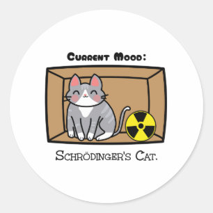 Pegatina Redonda Estado de ánimo actual: Gato de Schrödinger – Físi