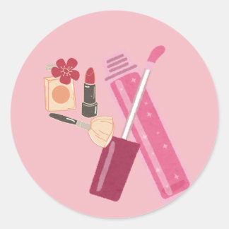 Pegatina Redonda Estado de ánimo de maquillaje 