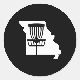 Pegatina Redonda Estado de golf de disco de Missouri con gráfico de