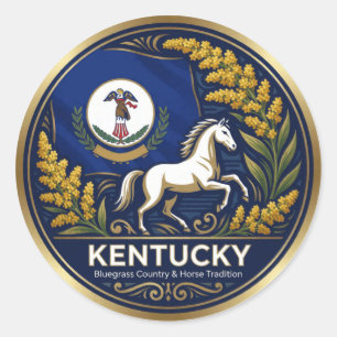 Pegatina Redonda Estado de Kentucky Bluegrass Patrimonio 🐎