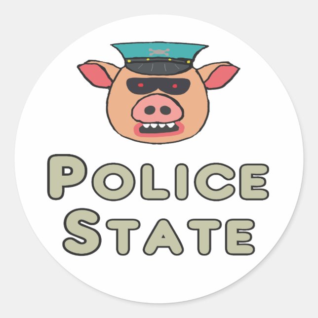 Pegatina Redonda Estado policial (Anverso)