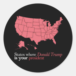 Pegatina Redonda Estados donde Trump es su presidente mapa de EE. U
