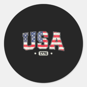 Pegatina Redonda Estados Unidos 1776 4 De Julio Bandera Estadounide