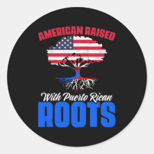 Pegatina Redonda Estados Unidos Bandera de Puerto Rico Patriota Pue