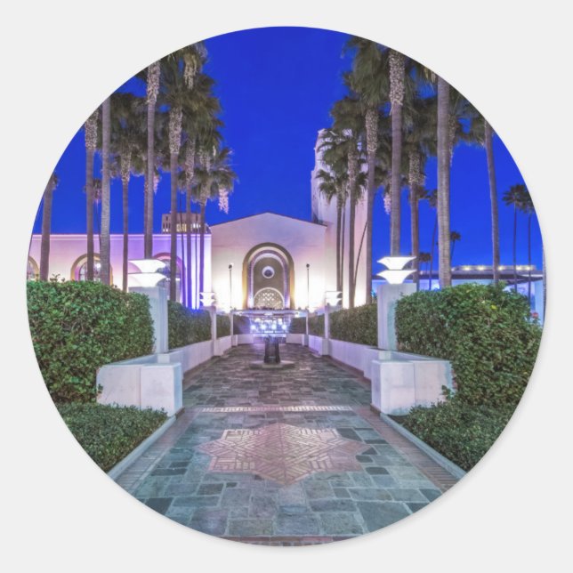 Pegatina Redonda Estados Unidos, California, Los Ángeles, Union Sta (Anverso)