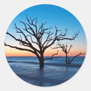 Pegatina Redonda Estados Unidos, Carolina del Sur, Isla Edisto, Bah