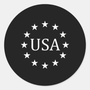 Pegatina Redonda Estados Unidos con estrellas patrióticas