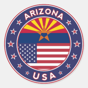 Pegatina Redonda Estados Unidos de América, Arizona